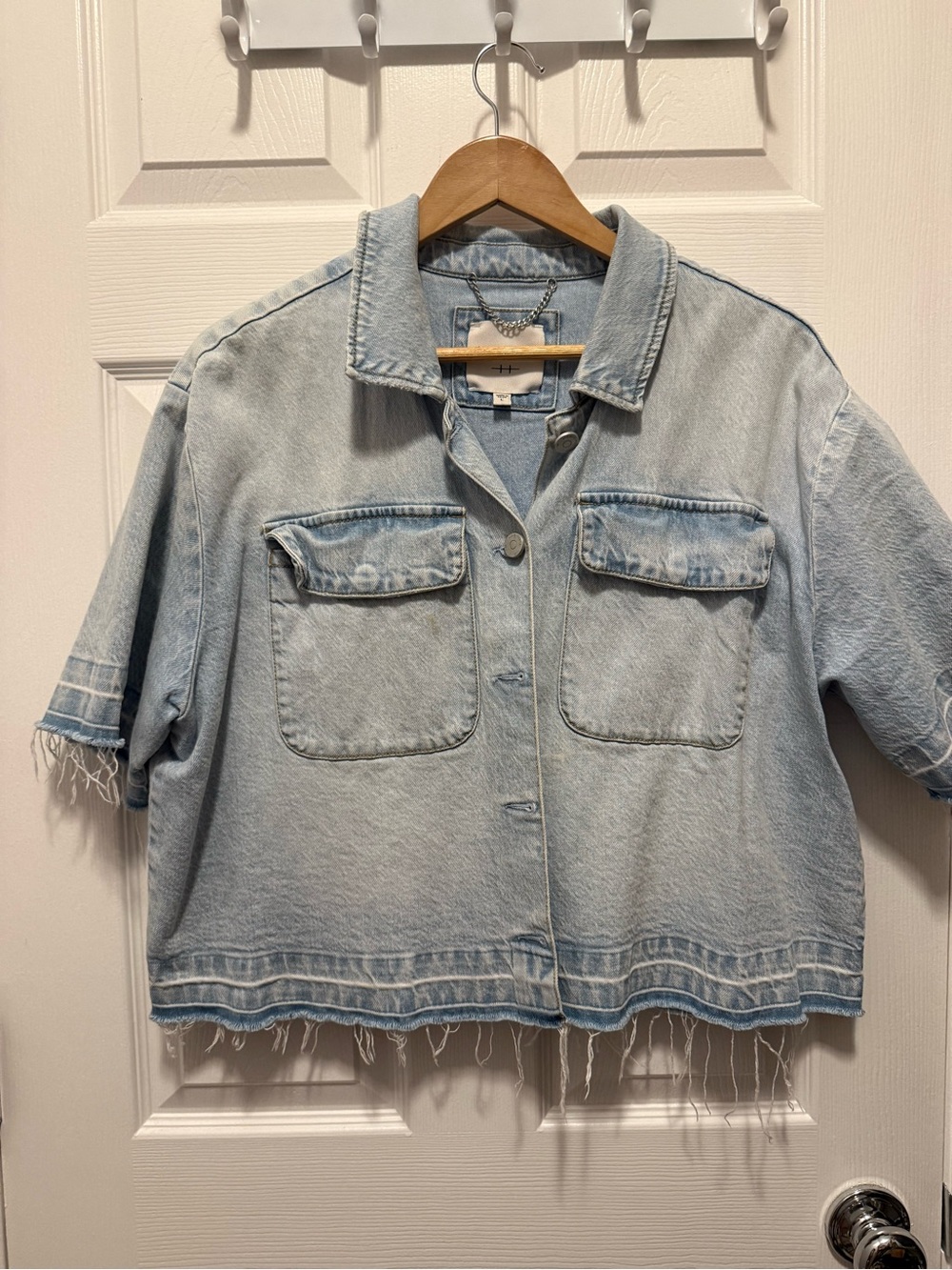 H by Halston Light Blue Cropped Denim Jacket